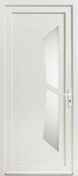 Porte d'entrée PVC blanc MILKY 1 vitrage opale feuilleté sablé droit poussant - 215x90cm - Portes de service - Menuiserie & Aménagement - GEDIMAT