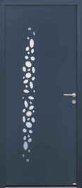 Porte d'entre aluminium ECUME bleu/blanc triple vitrage sabl droit poussant - 215x90cm - Portes d'entre - Menuiserie & Amnagement - GEDIMAT