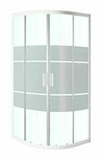 Accès d'angle coulissant 1/4 cercle PASSO verre 5mm sérigraphié avec profilés blanc - 190x90cm - Portes - Parois de douche - Salle de Bains & Sanitaire - GEDIMAT