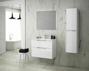 Ensemble meuble ESTATE COMET blanc brillant + plan vasque céramique gain de place blanc - 45x60x80cm - Meubles de salles de bains - Salle de Bains & Sanitaire - GEDIMAT