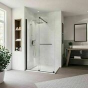 Porte de douche coulissante GALEA verre 8mm transparent avec profilés noir - 200x120cm - Portes - Parois de douche - Salle de Bains & Sanitaire - GEDIMAT