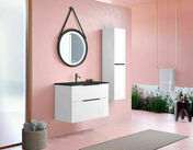 Ensemble meuble ESTATE blanc brillant + plan vasqie rsine noire - 45x60x80cm - Meubles de salles de bains - Salle de Bains & Sanitaire - GEDIMAT