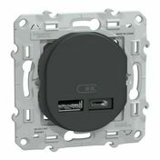 Double chargeur USB OVALIS REFRESH A+C anthracite- 12W - Interrupteurs - Prises - Electricit & Eclairage - GEDIMAT