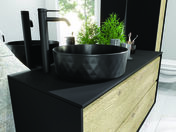 Vasque à poser ronde SIDNEY noir mat à facettes - D37cm haut.12cm - Vasques - Plans vasques - Salle de Bains & Sanitaire - GEDIMAT