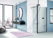 Porte de douche pivotante WALK-IN EASY 180 verre 8mm gris avec profils noirs - Haut.200cm - Volets - Stores - Couverture & Bardage - GEDIMAT