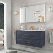 Ensemble meuble RENOIR night blue + plan vasque blanc - 54x46x100cm - Meubles de salles de bains - Salle de Bains & Sanitaire - GEDIMAT