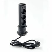 Bloc 3 prises+2 USB MINIBRICK rtractable 60 mm - noir - Multiprises - Electricit & Eclairage - GEDIMAT