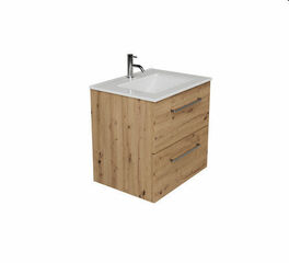 Ensemble meuble ALGARVE + plan vasque cramique blanche - 60 cm - chne futura - Promotion Gedidays - Gedimat.fr