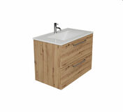 Ensemble meuble ALGARVE + plan vasque cramique blanche - 80 cm - chne futura - Meubles de salles de bains - Salle de Bains & Sanitaire - GEDIMAT