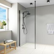 Paroi de douche fixe EQUI verre 6mm transparent avec profils noirs - 200 x 120 cm - Portes - Parois de douche - Salle de Bains & Sanitaire - GEDIMAT