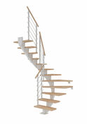 Escalier modulaire 1/2 tournant HAMBURG blanc marches en htre - Balustrades et Garde-corps extrieurs - Menuiserie & Amnagement - GEDIMAT
