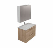 Ensemble meuble BRAGA chne + + plan vasque cramique - 46 x 60 x 80 cm - Meubles de salles de bains - Salle de Bains & Sanitaire - GEDIMAT
