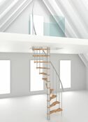 Escalier hlicodal SUONO SMART acier blanc marche htre laqu - trmie 140 x 65 cm - Escaliers - Menuiserie & Amnagement - GEDIMAT