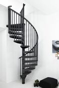Escalier hlicodal RONDO COLOR acier gris anthracite marches alu gris - 160 cm - Escaliers - Menuiserie & Amnagement - GEDIMAT