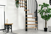 Escalier hlicoidal BERLIN acier noir marches htre verni - 140 cm - Escaliers - Menuiserie & Amnagement - GEDIMAT